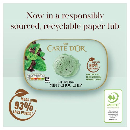 Carte D'Or Refreshing Mint Choc Chip Ice Cream Tub