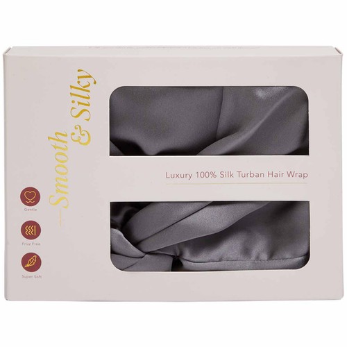 M&S Collection Pure Mulberry Silk Hair Wrap, Charcoal Ocado