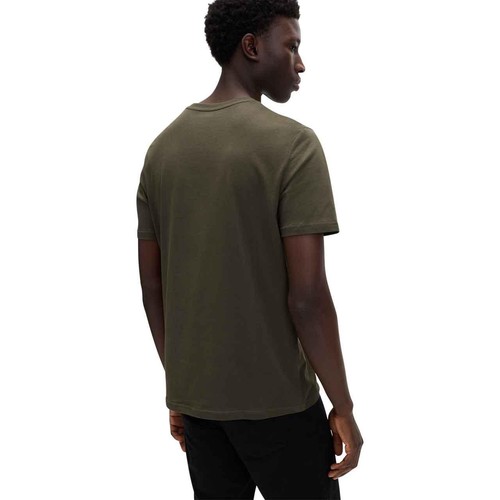 M&S Mens Pure Cotton Crew Neck T-Shirt, L, Forest Green