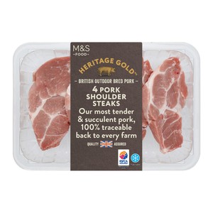 M&S Heritage Gold British Outdoor Bred 4 Pork Shoulder Steaks
