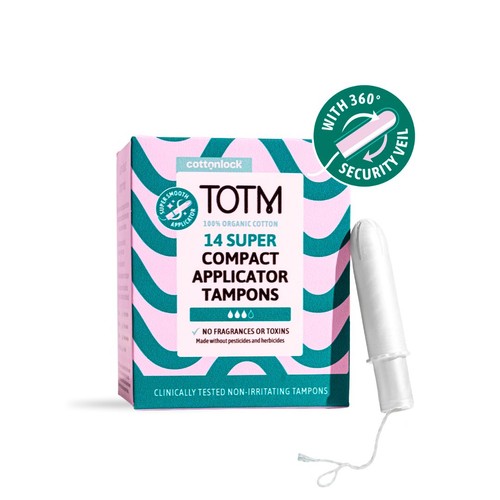 TOTM Organic Cotton Compact Applicator Tampons Super