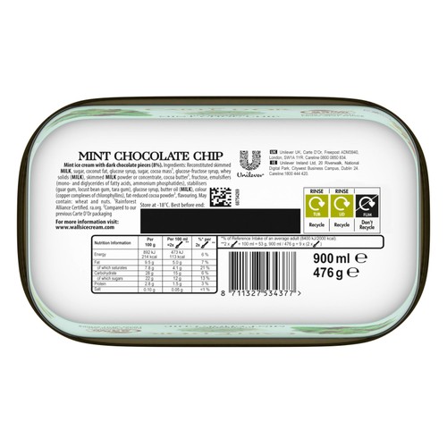 Carte D'Or Refreshing Mint Choc Chip Ice Cream Tub