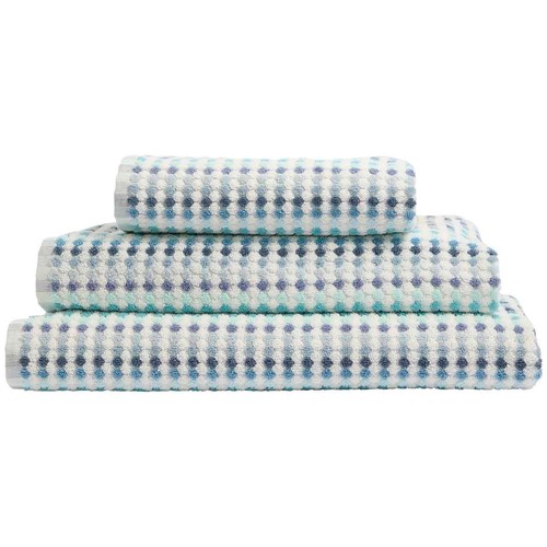 M&S Pure Cotton Spotty Striped Towel, Hand Towel, Blue