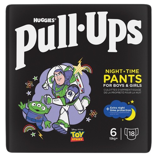 Huggies Pull-Ups Night Time Unisex Training Nappy Pants - Size 6, 18 Pants