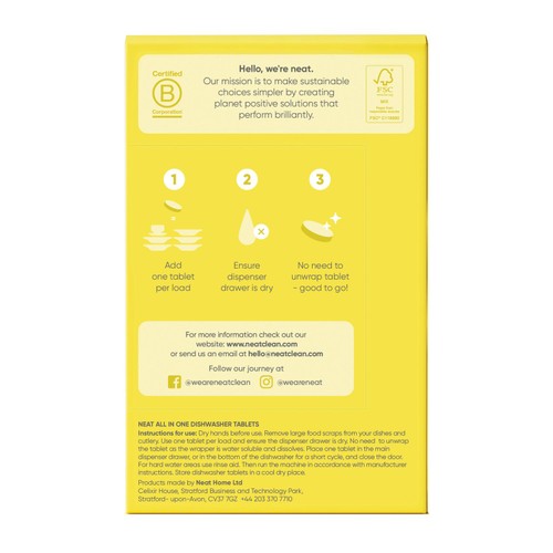 Neat All in One Dishwasher Tablets Zingy Lemon
