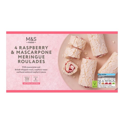 M&S 4 Raspberry & Mascarpone Meringue Roulades Frozen