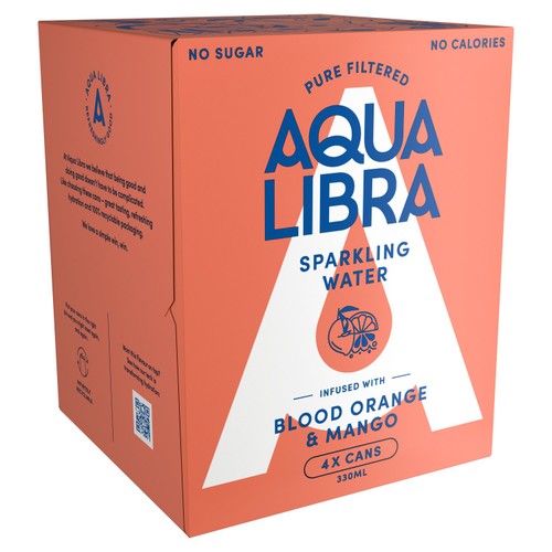 AQUA Libra Refreshing Sparkling Water Natural Fruit No Sugar Calories 24x330ml | UK
