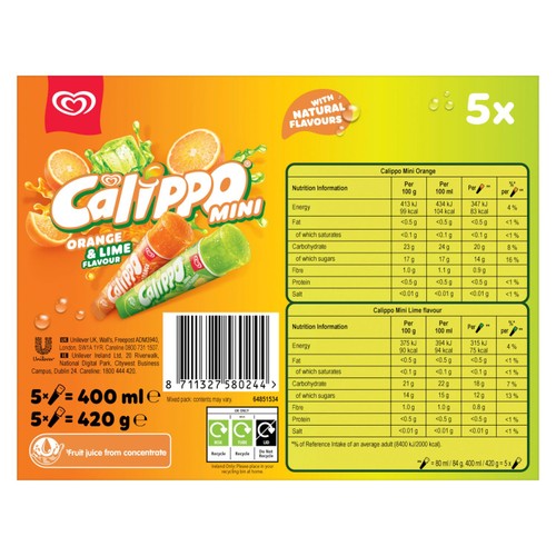 Calippo Mini Orange & Lemon-Lime Ice Lollies