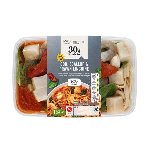 M&S High Protein Cod, Scallop & Prawn Linguine 