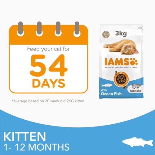 IAMS 1-12 Months Kitten Dry Cat Food Ocean Fish