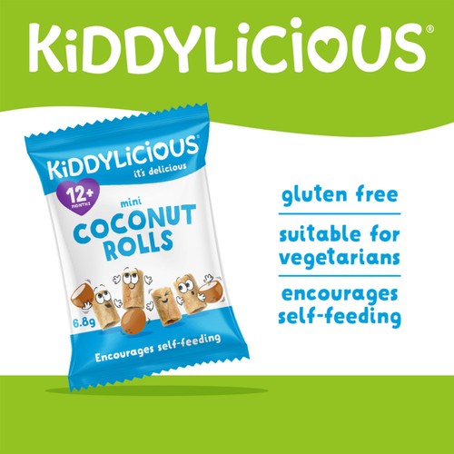 Kiddylicious Original Mini Coconut Rolls Baby Snacks Multi