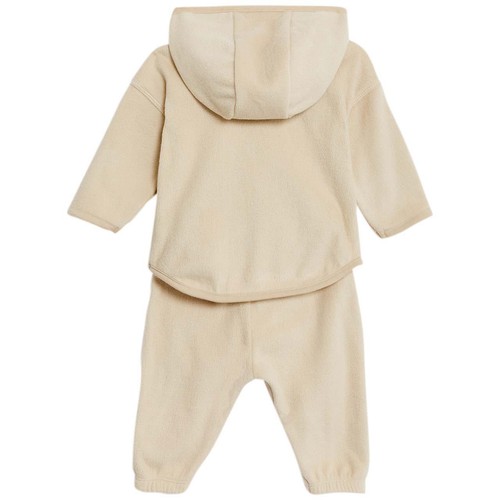 M&S Cotton Hooded Fleece Outfit, 0-3 Months, Beige