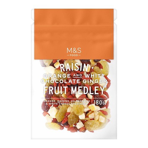 M&S Raisin Orange and White Chocolate Ginger Fruit Medley