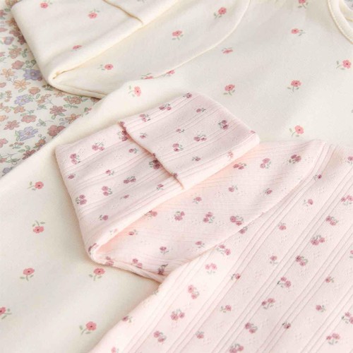 M&S Autumnal FloralPopper Footed Sleepsuit 12-18 Months, Pale Blush