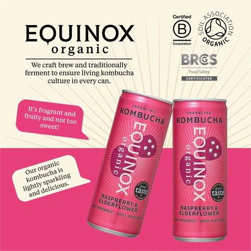 Equinox Organic Raspberry & Elderflower Kombucha
