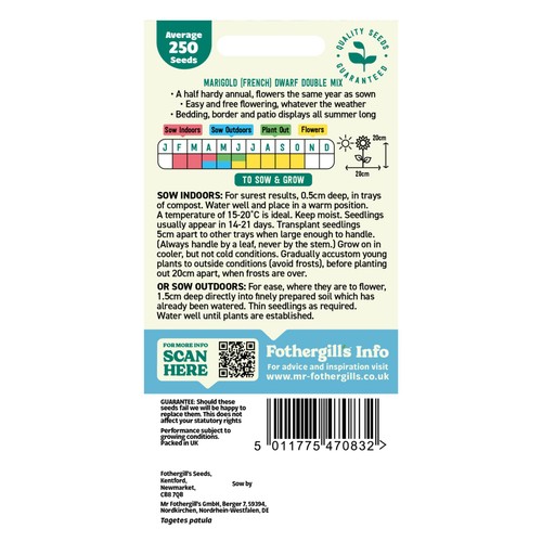 Mr Fothergills Seeds Marigold (French) Dwarf Double Mix