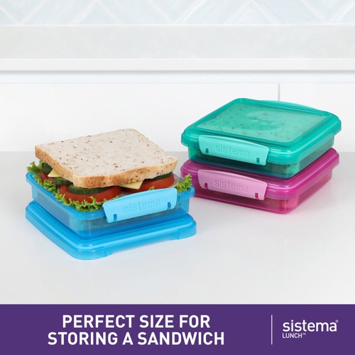Sistema Sandwich Boxes Food Containers Clip Lock Assorted Colours