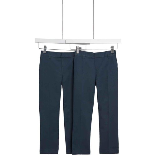 M&S Boys Regular Leg Adjustable Hem Trousers, 4-5 Years, Navy