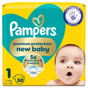 Pampers New Baby Nappies, Size 1 (2-5kg) Jumbo+ Pack