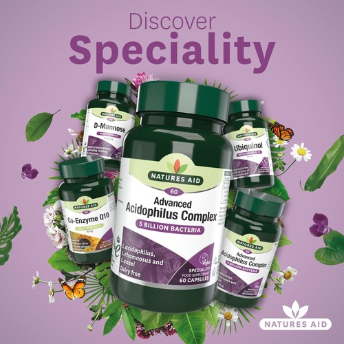 Natures Aid Advanced Acidophilus Complex Supplement Capsules 