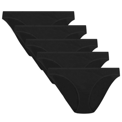 M&S Collection Cotton Modal Bikini Knickers, Size 18, Black
