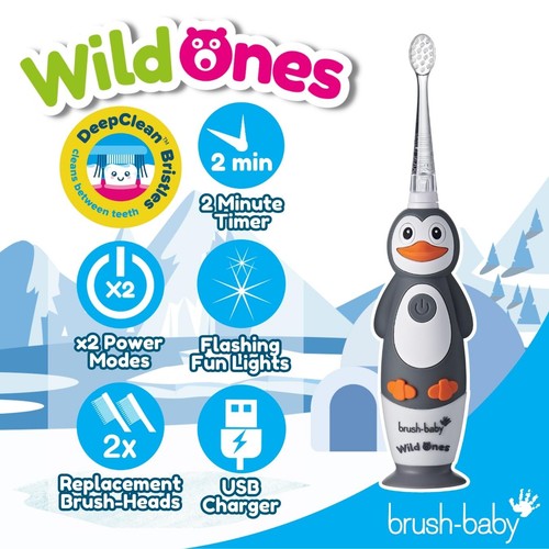Brush-Baby Kids WildOnes Electric Toothbrush Percy Penguin
