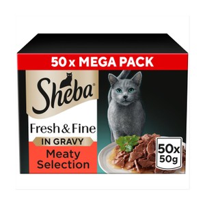 Sheba Fresh & Fine Wet Cat Food Pouches Meaty Pieces in Gravy