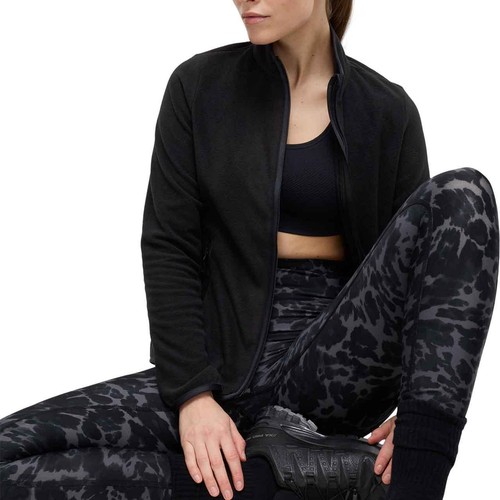M&S Womens Goodmove Funnel Neck Zip Up Fitted Fleece Jacket, 14, Black