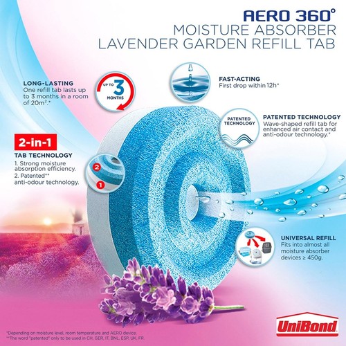 Unibond AERO 360 Moisture Absorber Lavender Refill Tab