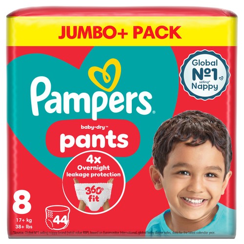 Pampers Baby-Dry Nappy Pants Size 8 (17kg+) Jumbo Pack