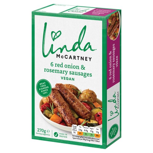 Linda McCartney 6 Vegetarian Sausages with Red Onion & Rosemary Frozen