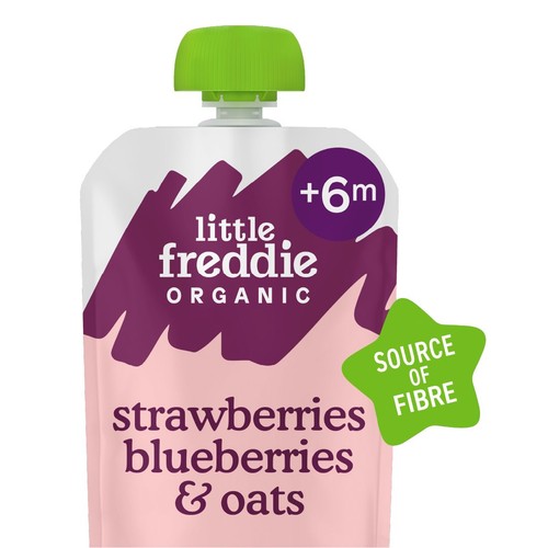 Little Freddie Strawberry, Blueberry & Oats Baby Food Pouch 6+ Months
