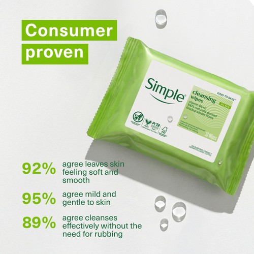 Simple Kind to Skin Biodegradable Face Wipes