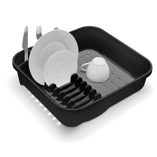 Addis Premium Soft Touch Dish Draining Rack, Black / Grey