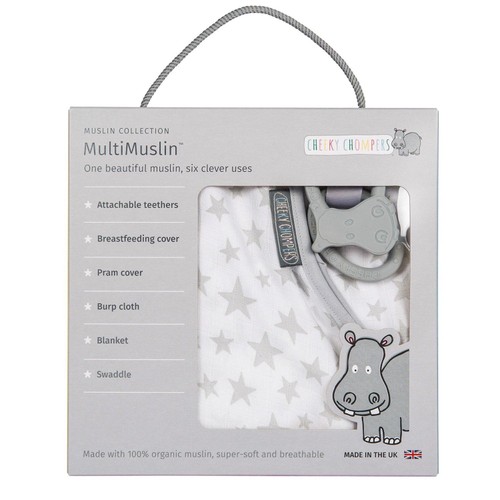 Cheeky Chompers 6 in 1 Multi Muslin Silver Stars
