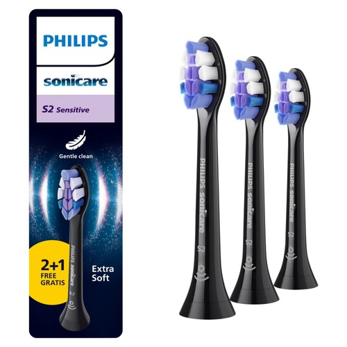 Philips Sonicare Brush Heads S2 Black 2+1 Pack