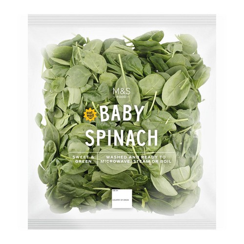M&S Young Spinach Washed & Ready to Cook