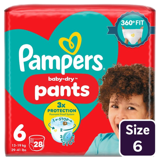 Pampers Baby-Dry Disposable Nappy Pants Essential Pack Size 6 (15kg+)