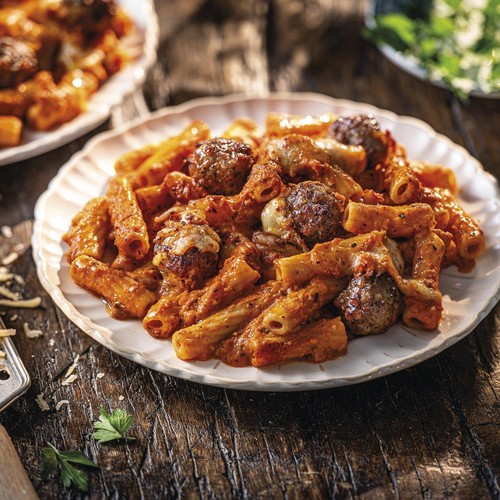 M&S Meatball Pasta Bake Serves 2