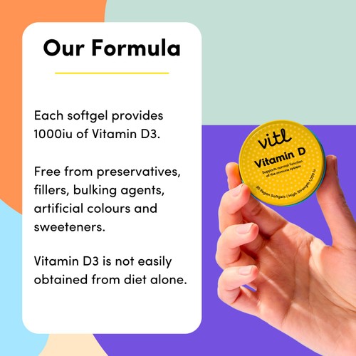 Vitl Vitamin D Vegan Soft Gel Capsules 