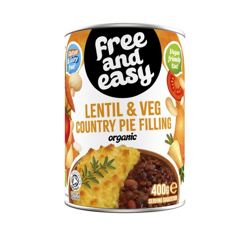 Free & Easy Organic Free From Lentil & Vegetable Country Pie Filling