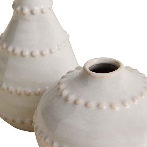 M&S Set of 2 Bobble Bud Ceramic Vases, Soft White
