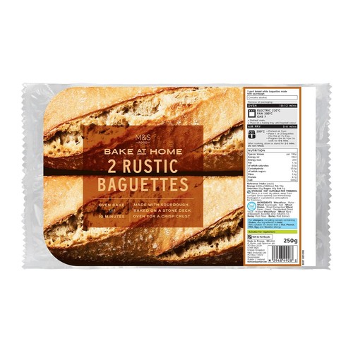 M&S Bake At Home 2 Rustic Baguettes