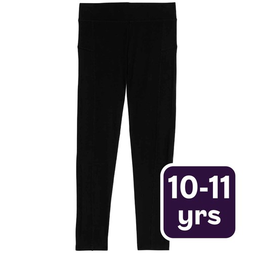 M&S Girls Cotton Rich Leggings, 10-11 Years, Black