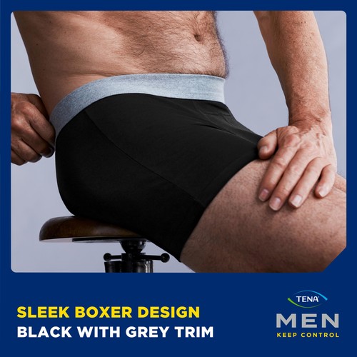 Tena Men Washable Incontinence Boxer Black Size Medium