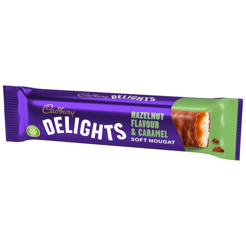 Cadbury Delights Soft Nougat Hazelnut & Caramel Chocolate Bars