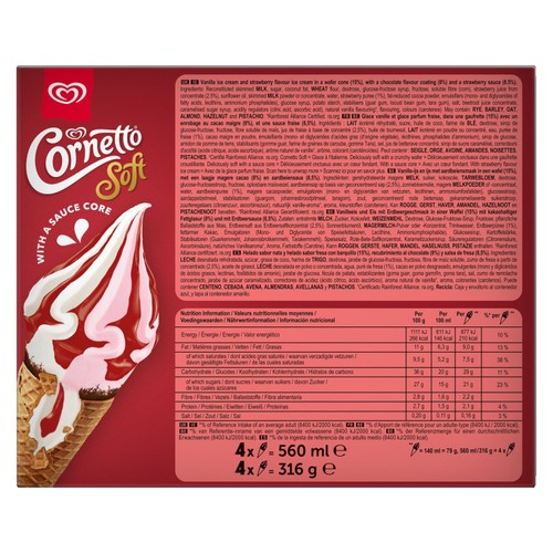 Cornetto Soft Strawberry & Vanilla Ice Cream Cones