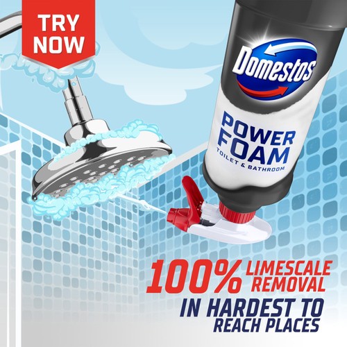 Domestos Power Foam Toilet & Bathroom Cleaner Spray Limescale Remover