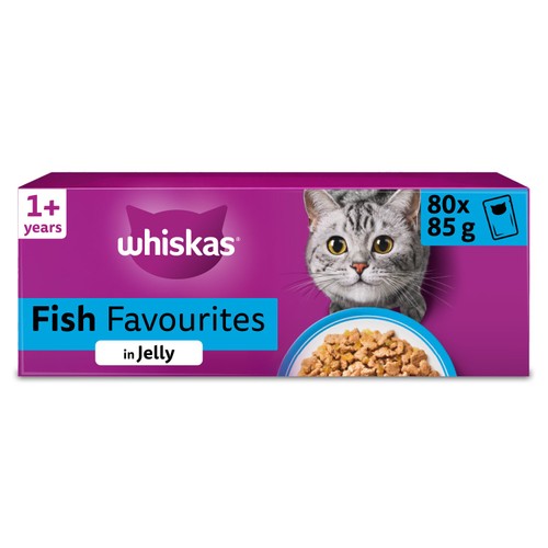Whiskas 1+ Adult Wet Cat Food Pouches Fish Favourites in Jelly