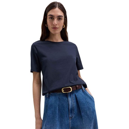 M&S Womens Pure Cotton Everyday Fit T-Shirt, 18,  Navy